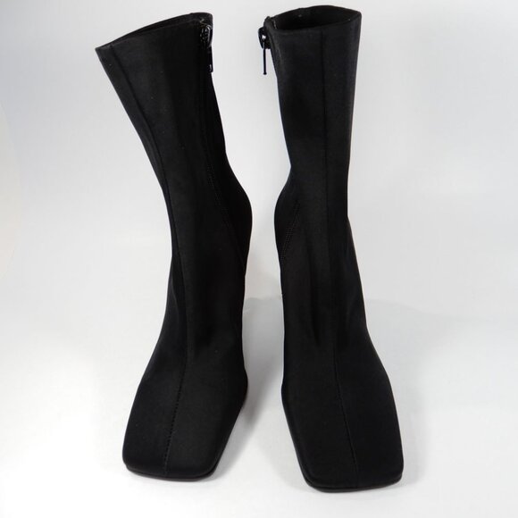 JEFFREY CAMPBELL Herio Square Toe Booties Heels Size 6 Black Neoprene NEW $204 - Picture 6 of 11